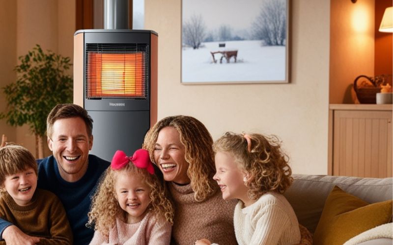 pelletkachel verwarmde woonkamer