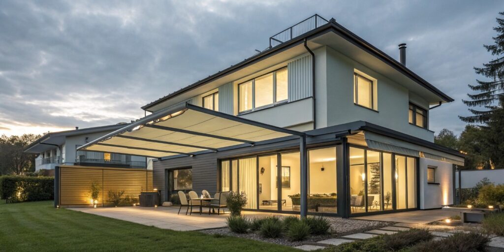 Modern huis met zonwering