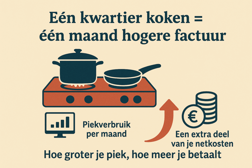 Koken verhoogt energiekosten bij piekverbruik.