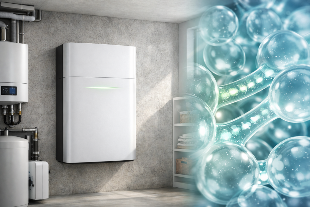 Premium thuisbatterij in moderne technische ruimte
