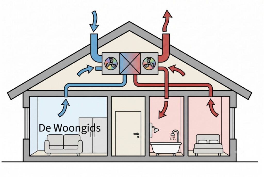 Schema Ventilatie systeem D de wwongids (Middel)